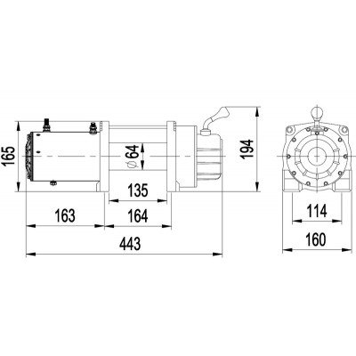 Лебедка СТОКРАТ SD 8.0 SSW (короткий барабан), 12V, 5.5 Лебедка СТОКРАТ SD 8.0 SSW (короткий барабан), 12V, 5.5